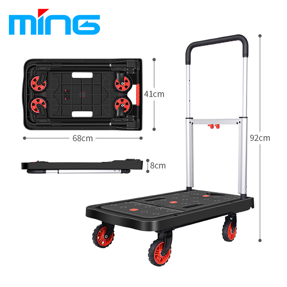 Hot Selling Multifunctional Heavy Duty Folding Hand Cart Platform Trolley For Supermarket Grocery Store Warehouse