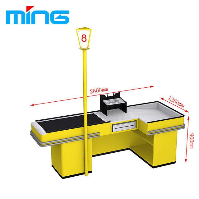 Supermarket Check out Table Cash Counter with lamp post