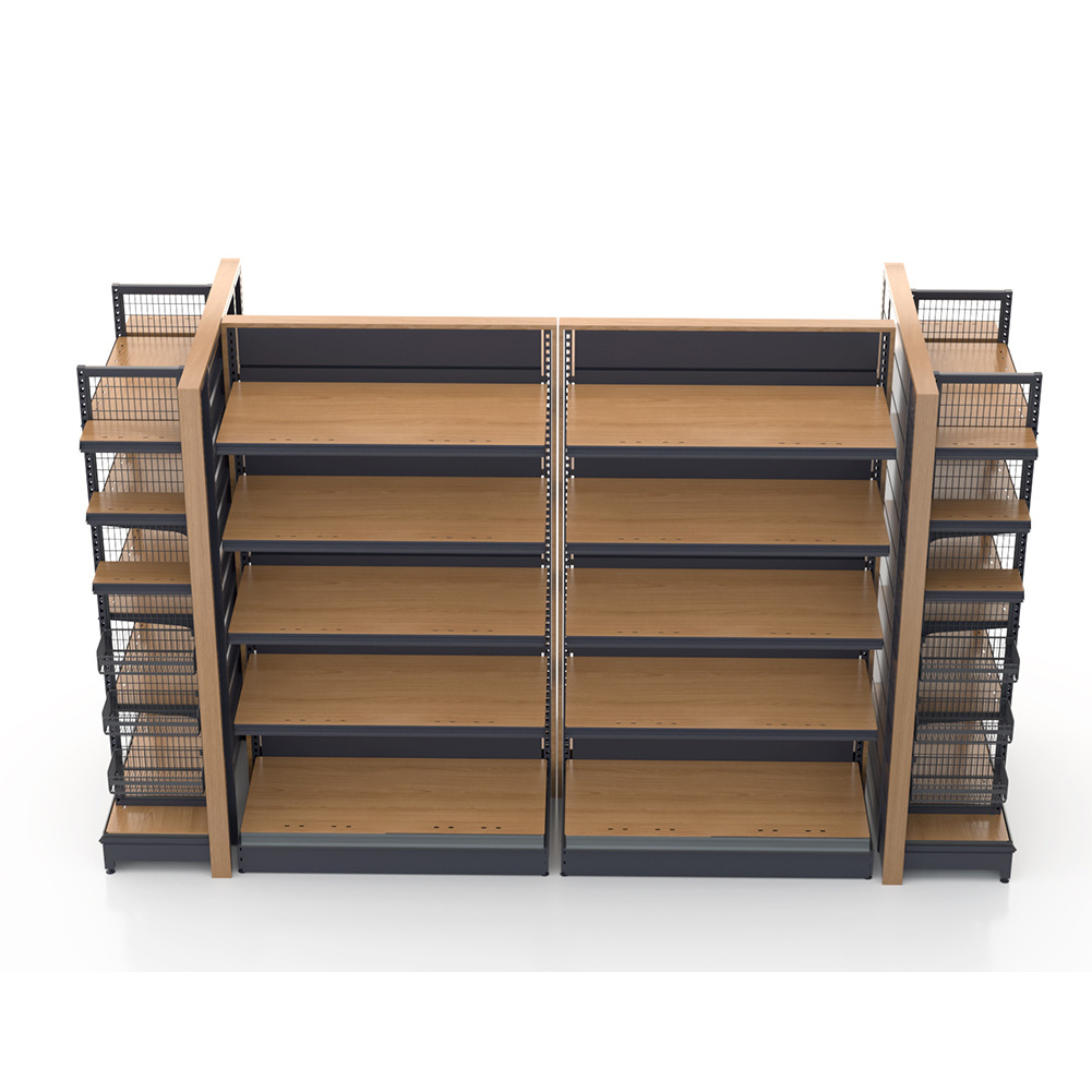 Wooden Convenience Gondola Retail Shelving Store Shelf