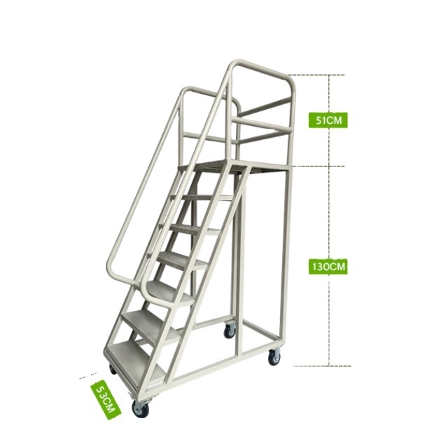 Folding Platform Step Ladder with Wheels