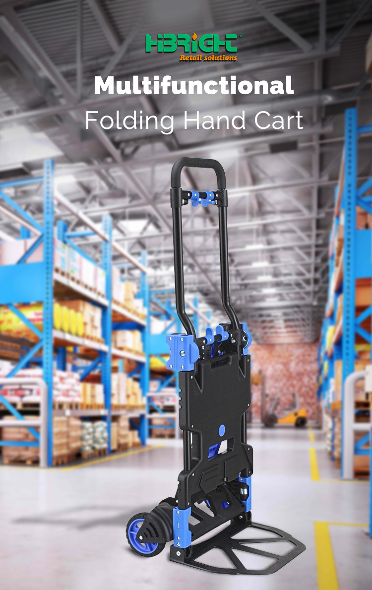 Foldable Platform Hand Trolley Heavy Duty for Supermarket Grocery Store Warehouse Moving Luggage Flatbed Cart