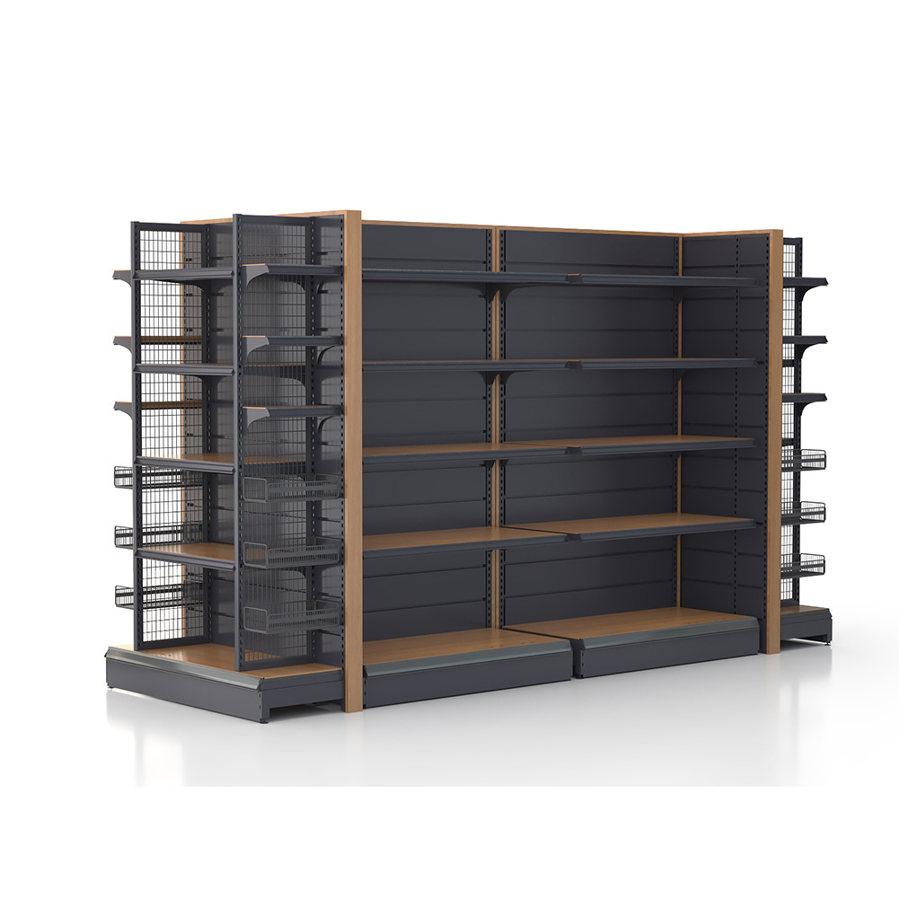 Wooden Convenience Gondola Retail Shelving Store Shelf