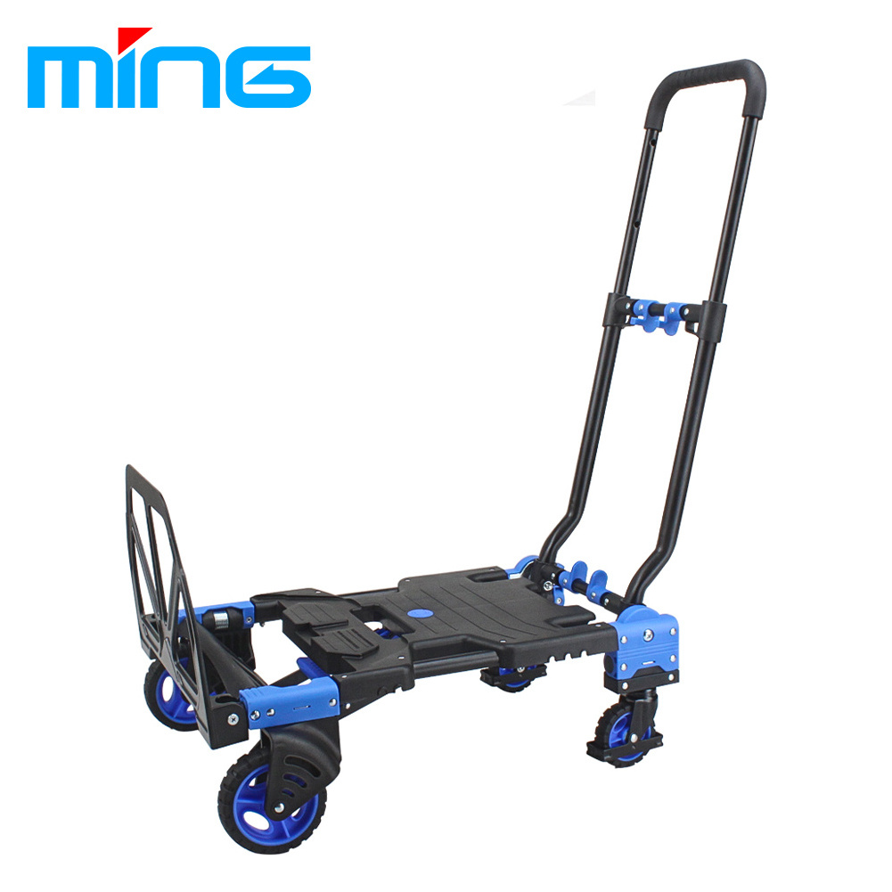 Foldable Platform Hand Trolley Heavy Duty for Supermarket Grocery Store Warehouse Moving Luggage Flatbed Cart