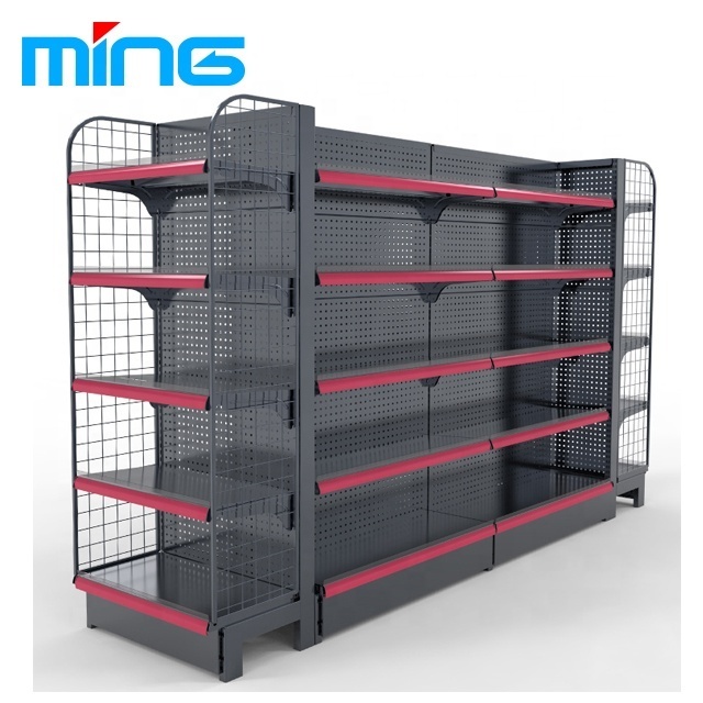 Double Side Convenience Store Display Shelf Rack Gondola Shelving Grocery Store Display Racks