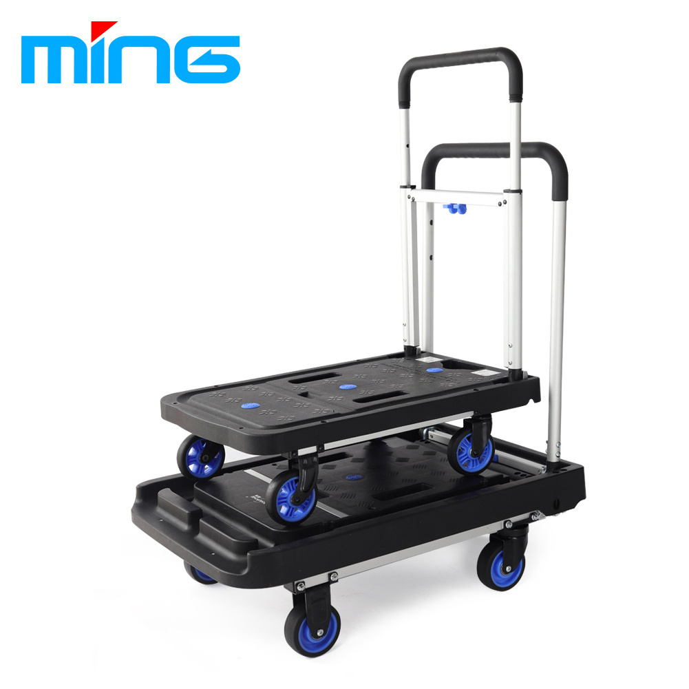 Hot Selling Multifunctional Heavy Duty Folding Hand Cart Platform Trolley For Supermarket Grocery Store Warehouse