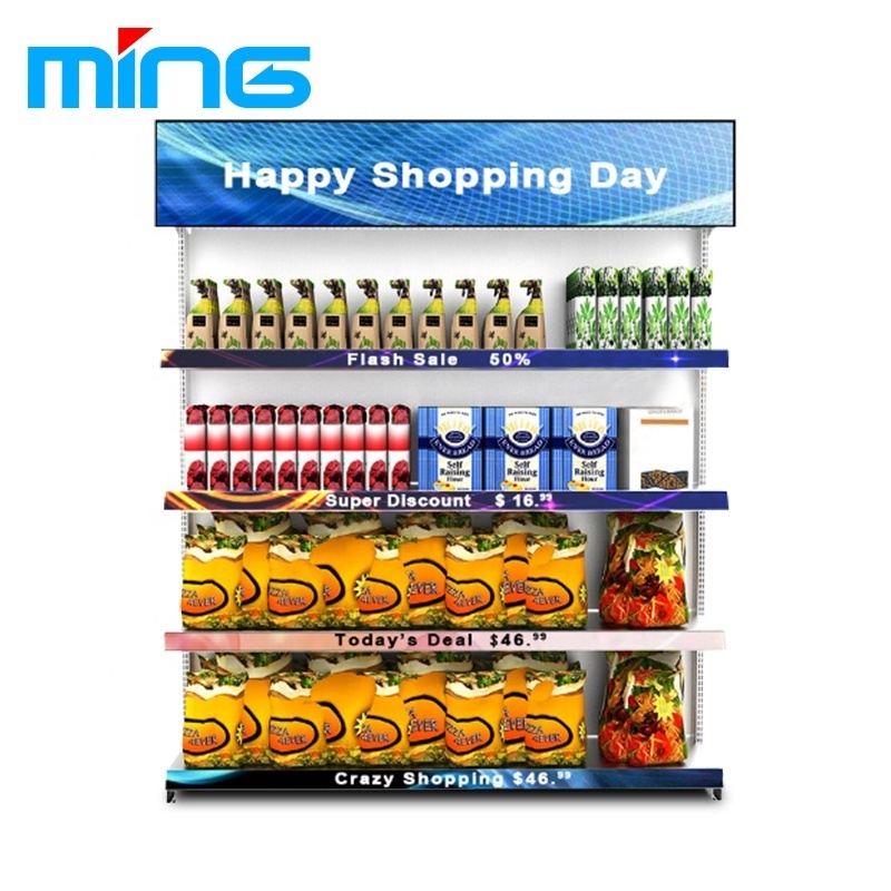 Super slim P1.25 COB strip shelf advertising screen for supermarket