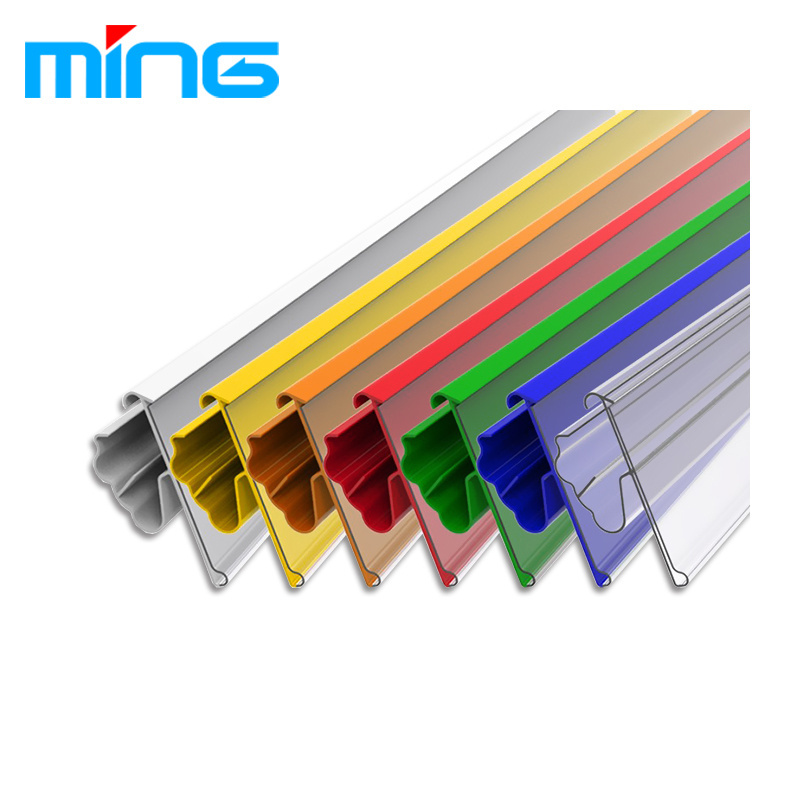 PVC Plastic Transparent Price Tag Data Strip Label Holder for Hook Shelf