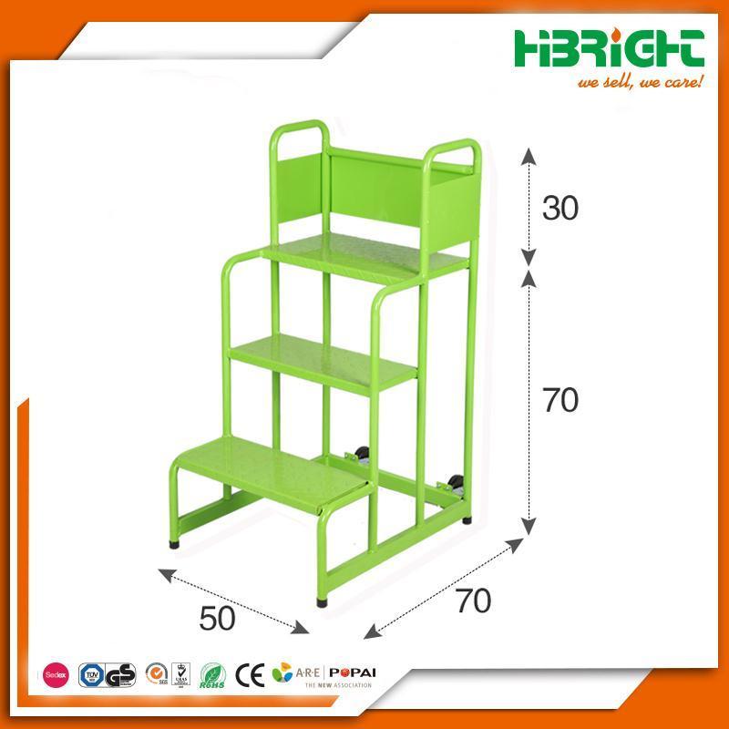 Folding Platform Step Ladder with Wheels