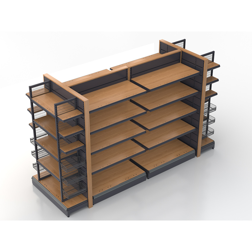 Wooden Convenience Gondola Retail Shelving Store Shelf