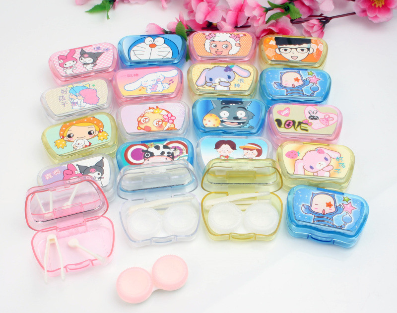 wholesale cheap price colorful clear contact lens case cute panda