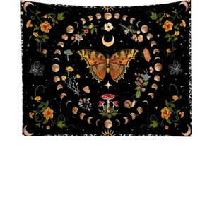 Butterflies and Moths Print Wall Hanging Tapestry Black And White Flower Style Home Dormitory Decor Tapestries Outdoor Blankets