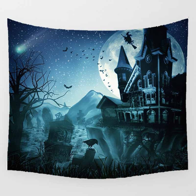 Halloween Party Art Decor Tapestry Pumpkin Bat Printed Wall Hanging Tapestries Custom Living Room Vintage Home Decor Blanket