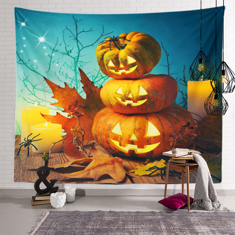 Halloween Party Art Decor Tapestry Pumpkin Bat Printed Wall Hanging Tapestries Custom Living Room Vintage Home Decor Blanket