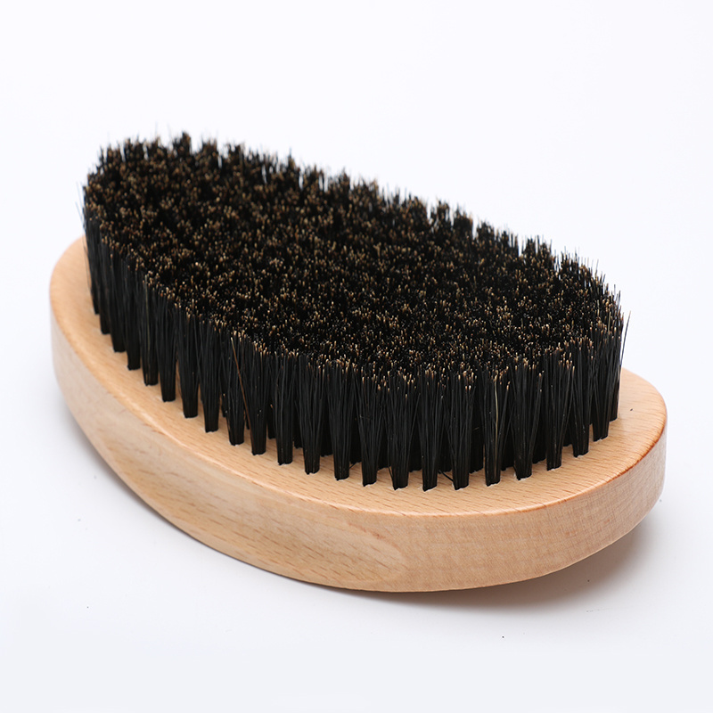 Wooden Palm Medium Hard Wave Hair Brush Custom Logo Wave Brush 360 Curved for Men