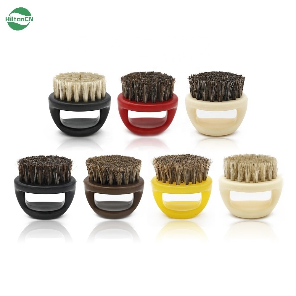 Custom Color Boar Horse Nylon Barber Cleaning ABS Handle Round Mini Bristle Finger Beard Brush