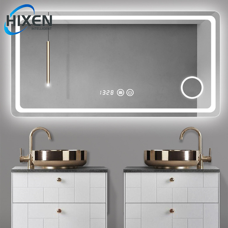 HIXEN Frameless Anti-fog Rectangle Bluetooth Smart Illuminated Lighted Bathroom LED Wall Mirror