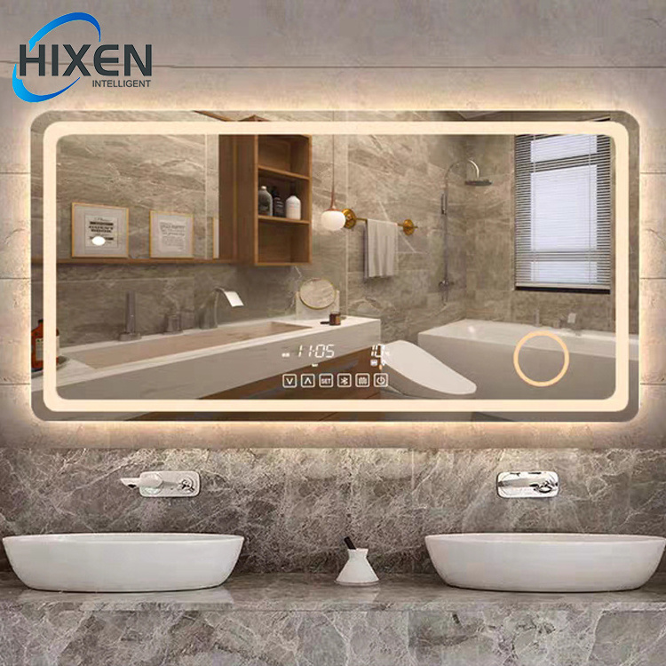 HIXEN Frameless Anti-fog Rectangle Bluetooth Smart Illuminated Lighted Bathroom LED Wall Mirror