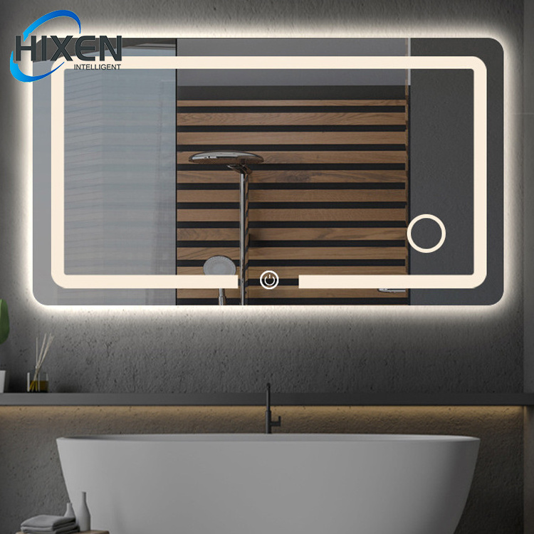 HIXEN Frameless Anti-fog Rectangle Bluetooth Smart Illuminated Lighted Bathroom LED Wall Mirror