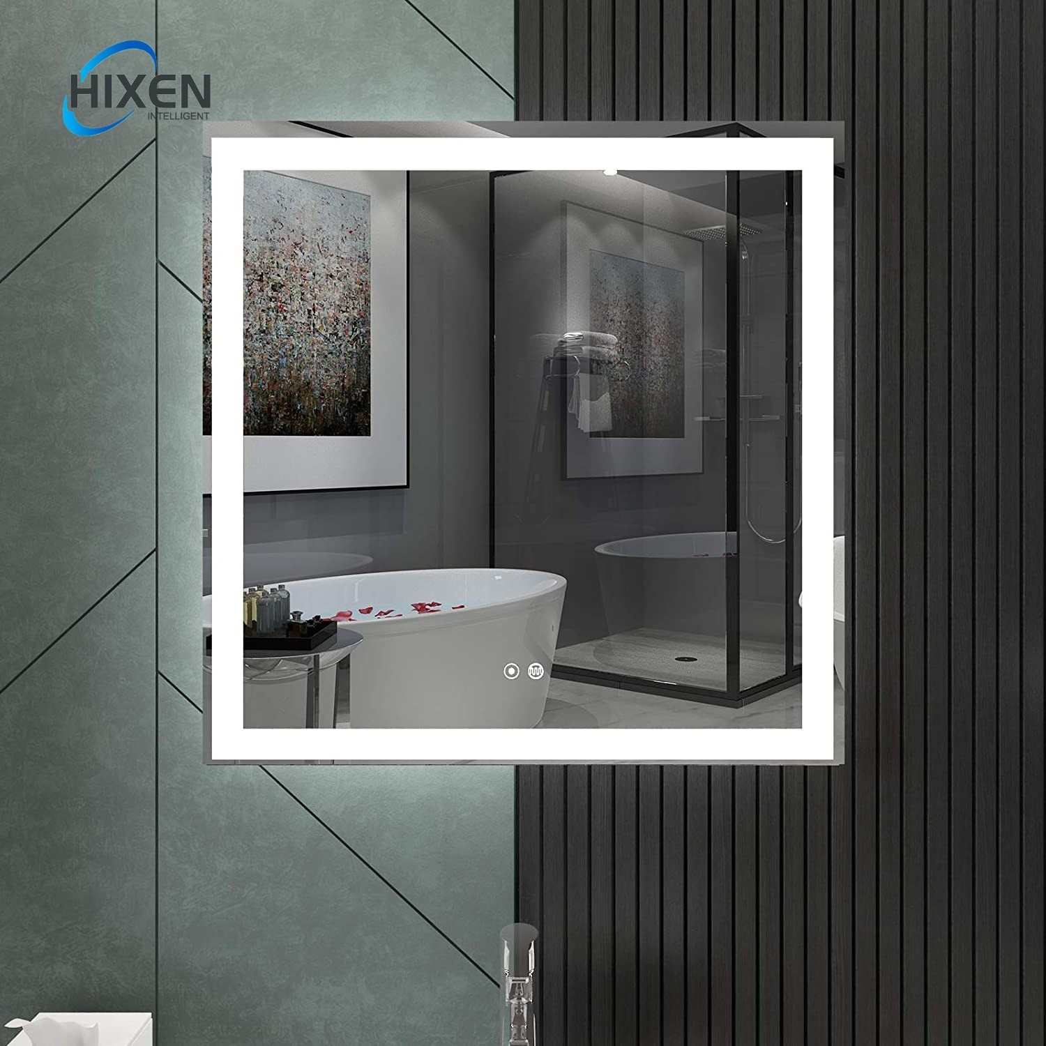 HIXEN 18-5A 600x800 Modern Style Rectangular LED Bath Wall Mounted Bathroom Mirror with Lights