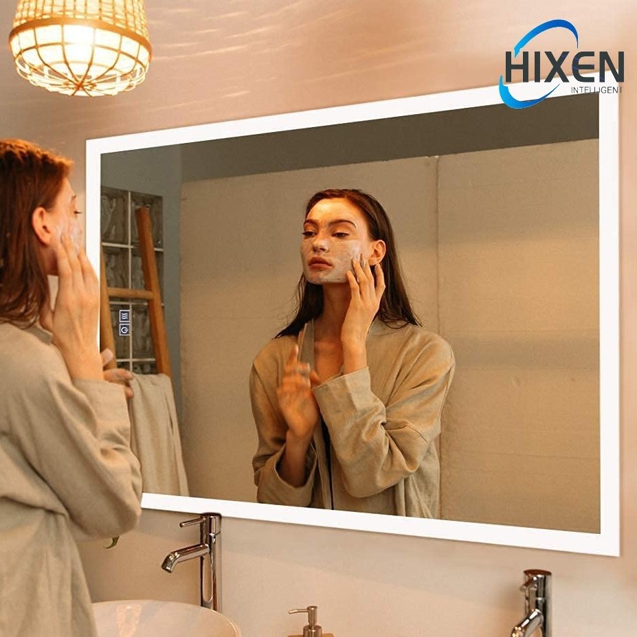 HIXEN 18-1A Wall Mounted Anti Fog IP44 Lighted Led Rectangular Smart Shower Bathroom Mirror With Led Light