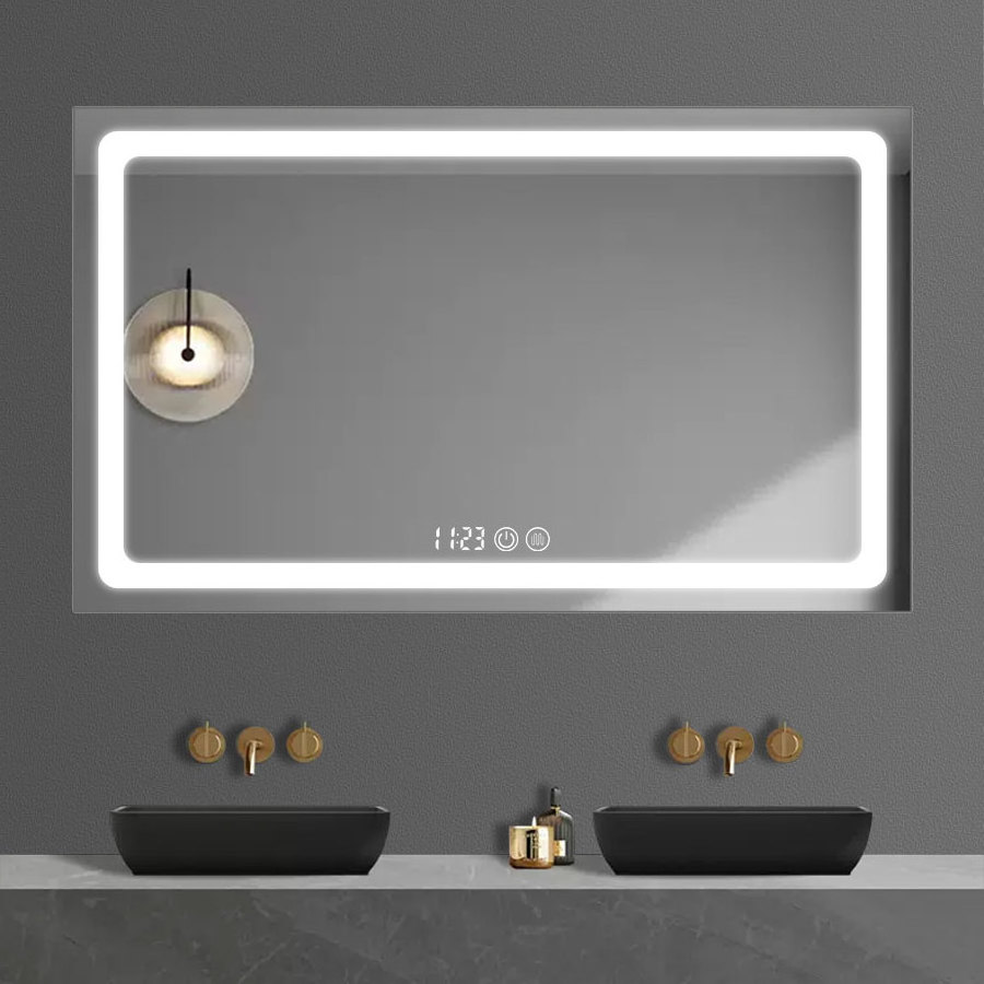 HIXEN 18-4B Hotel Luxury Wall Rectangular LED Back lighted wall mirror Smart defogger bathroom Mirror with Touch Switch