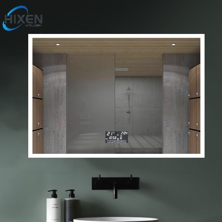 HIXEN 18-1A Wall Mounted Anti Fog IP44 Lighted Led Rectangular Smart Shower Bathroom Mirror With Led Light