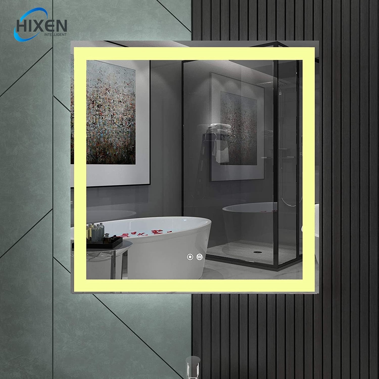 HIXEN 18-5A 600x800 Modern Style Rectangular LED Bath Wall Mounted Bathroom Mirror with Lights