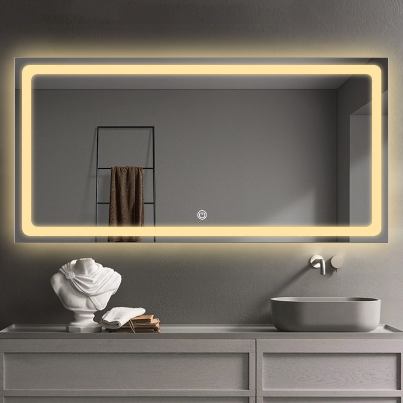 HIXEN 18-4B Hotel Luxury Wall Rectangular LED Back lighted wall mirror Smart defogger bathroom Mirror with Touch Switch