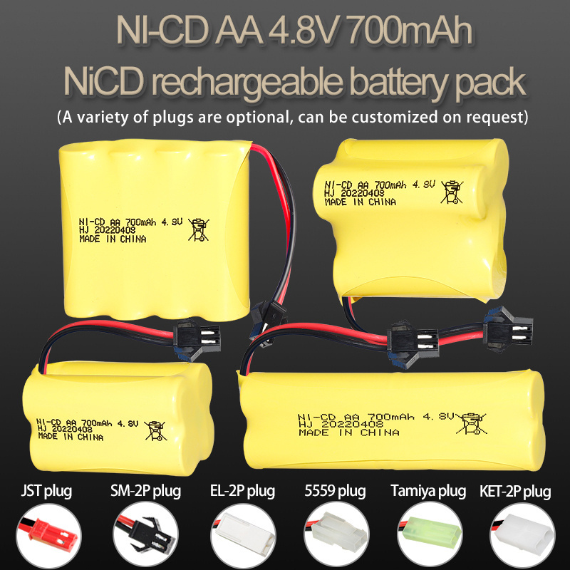 Factory nicd cell Series 4.8V 700mAh rechargeable batteries pack for rc truck vehicle toy battery bike