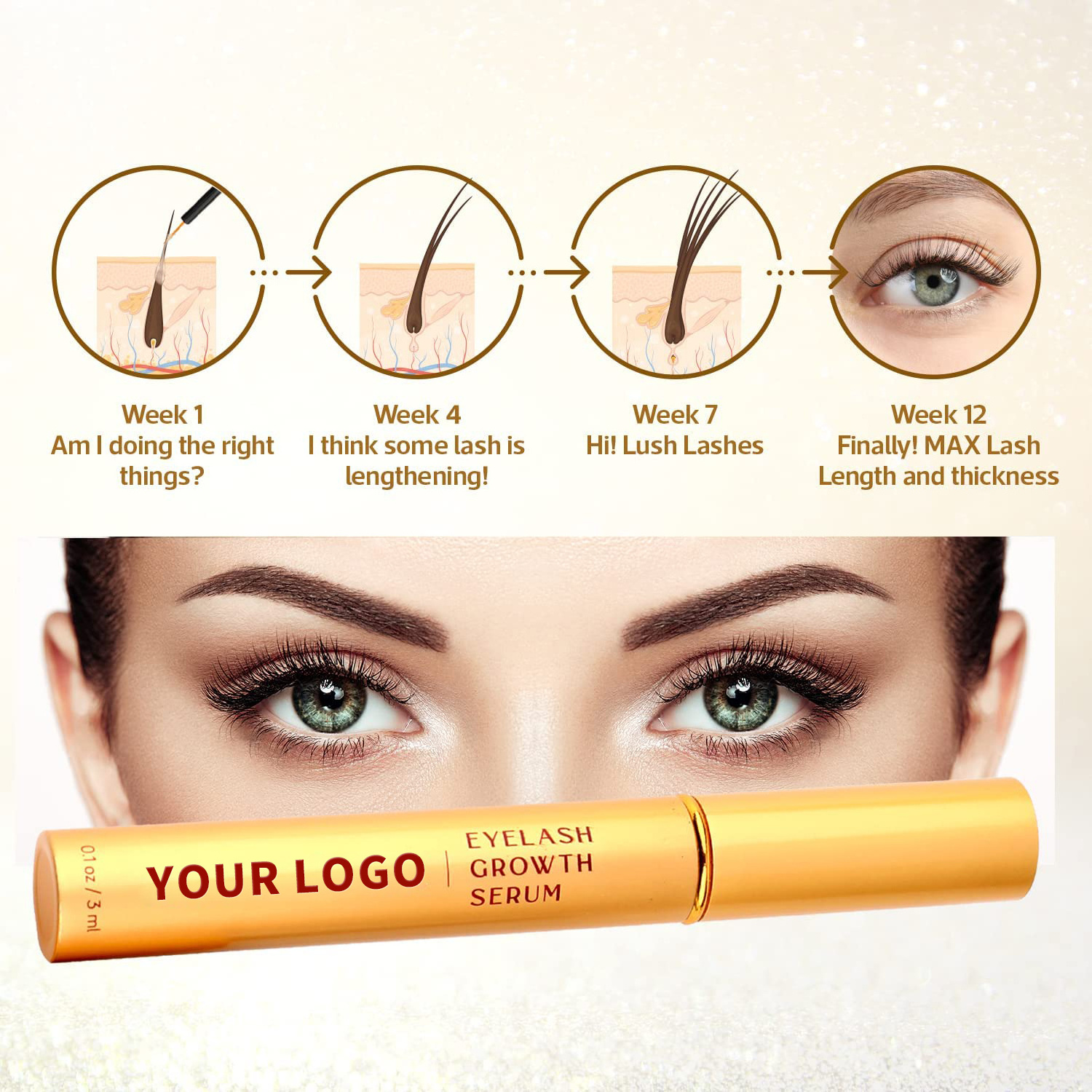 High Pure Effect Ingredient QBEKA Eyelash Growth Serum Lash Growth & Eyebrow Enhancer Vitamin Serum Wholesale