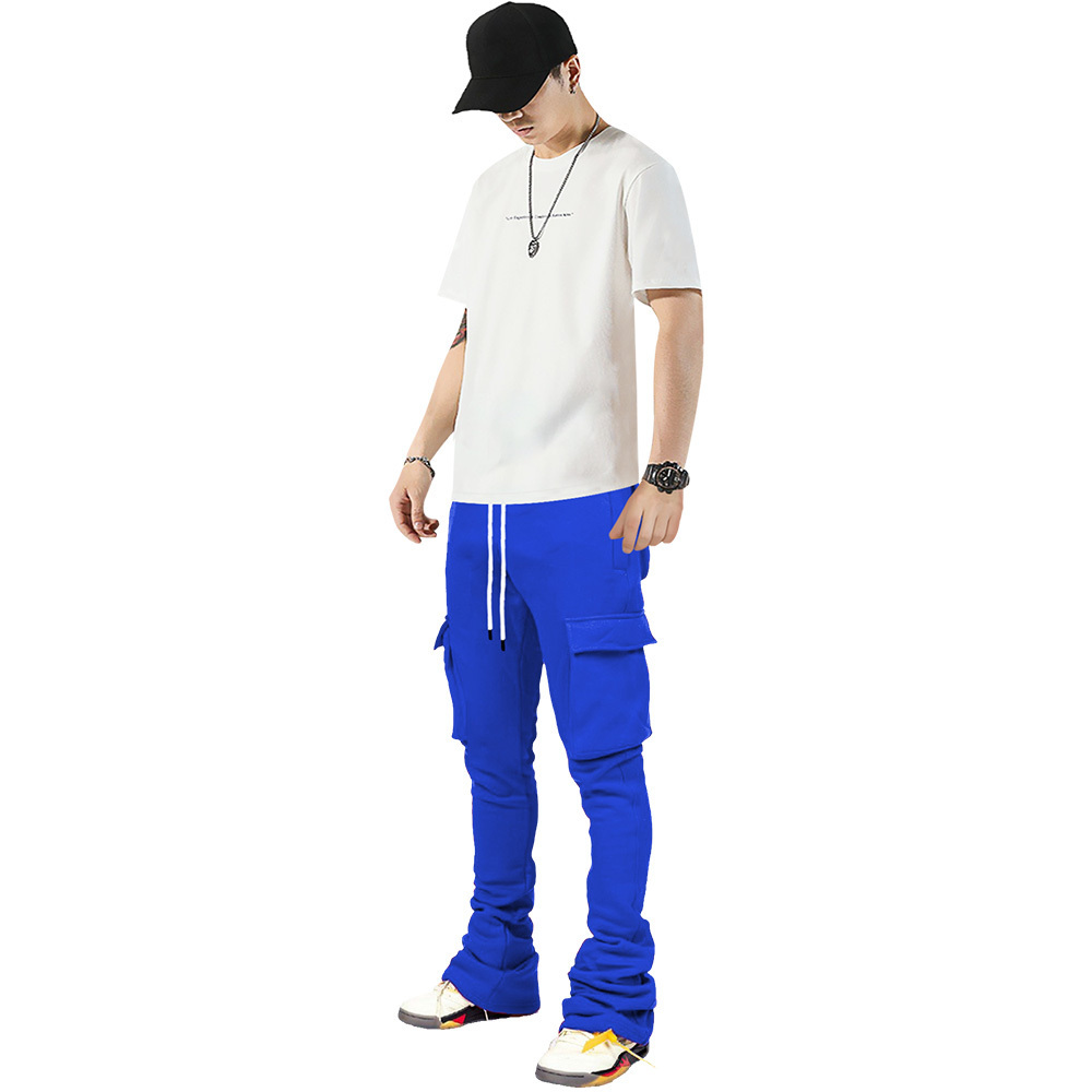 New Fashion Stacked Sweat Pants Men Streetwear Cargo Pants Sweatpants Stacked Jogging Flare Pants With Pockets BestSuppliers