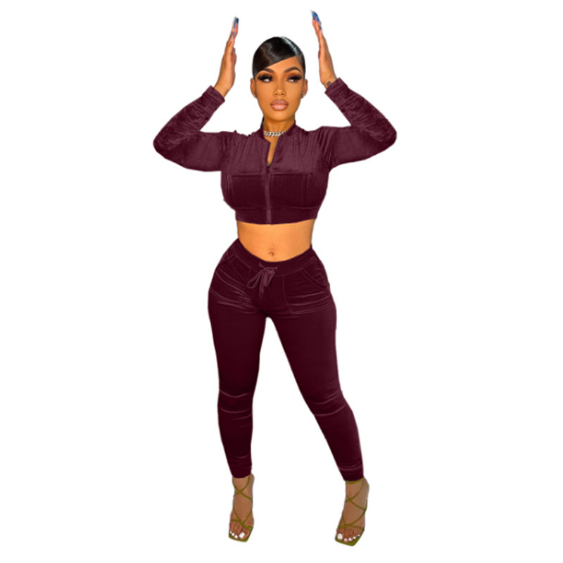 Velvet Velour Tracksuits Two Piece Pant Set Winter Women Workout Fall Sexy 2 Piece Stacked Pants Jogger Set Sweat Suits