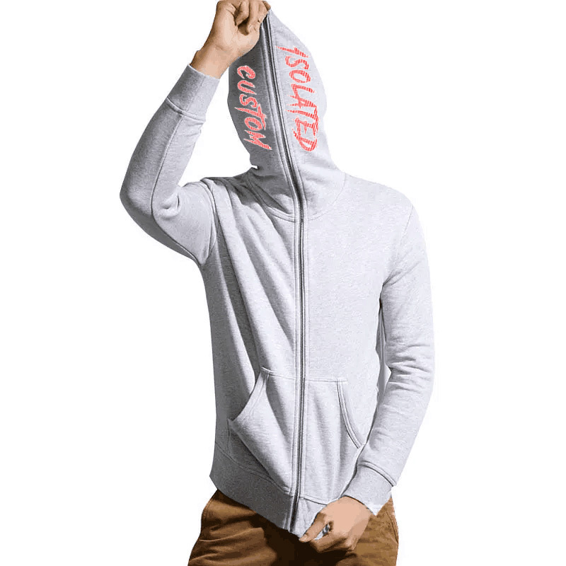 New Design Full Face Zip Up Hoodie Over Face Men's Hoodies Custom Logo Hip Hop Men Zipper Hoody Sweatshirt