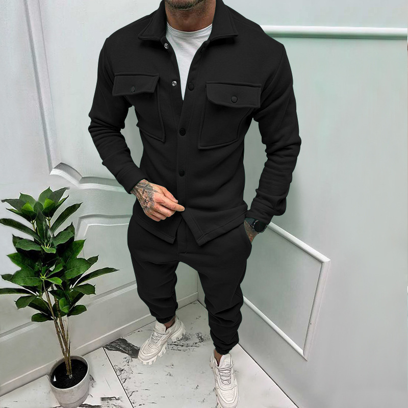 Men Two Piece Sets Custom Fashion Jacket Suits Cargo Pants Set Tracksuits Overalls Sweat Suits Long Sleeve Jacket and Pants Set