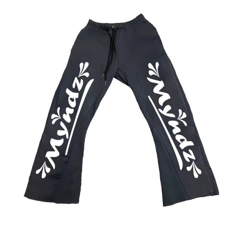 Puff LOGO Pants Wholesale Flare Sweat Pants French Terry Cotton Sweatpants Men Street Flare Sweatpants