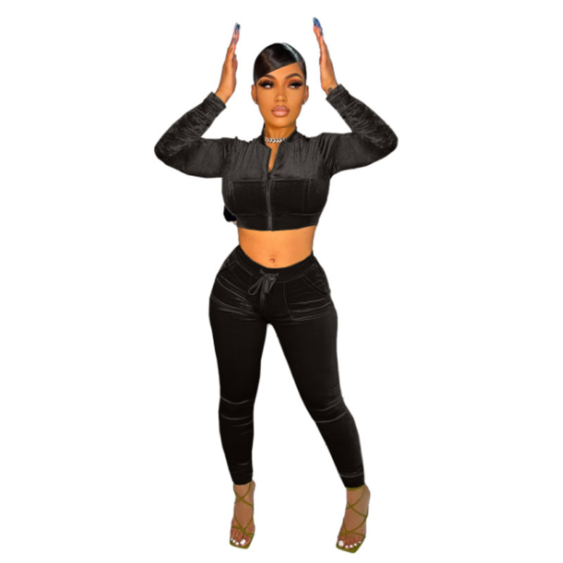 Velvet Velour Tracksuits Two Piece Pant Set Winter Women Workout Fall Sexy 2 Piece Stacked Pants Jogger Set Sweat Suits