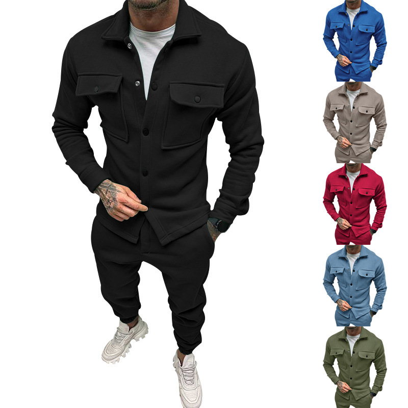 Men Two Piece Sets Custom Fashion Jacket Suits Cargo Pants Set Tracksuits Overalls Sweat Suits Long Sleeve Jacket and Pants Set