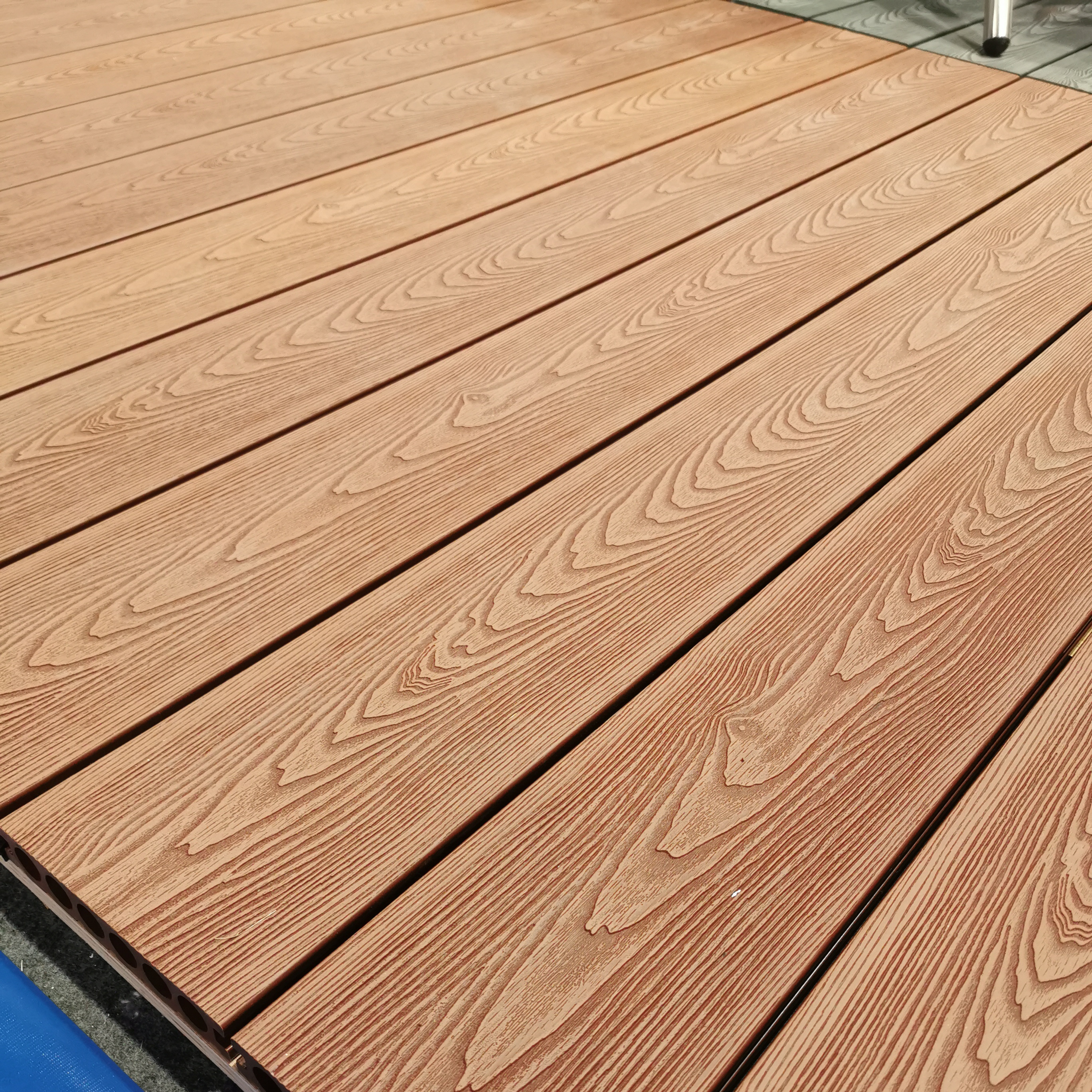 Eco-friendly 3d deep embossing wpc composite decking for Swimming pool use