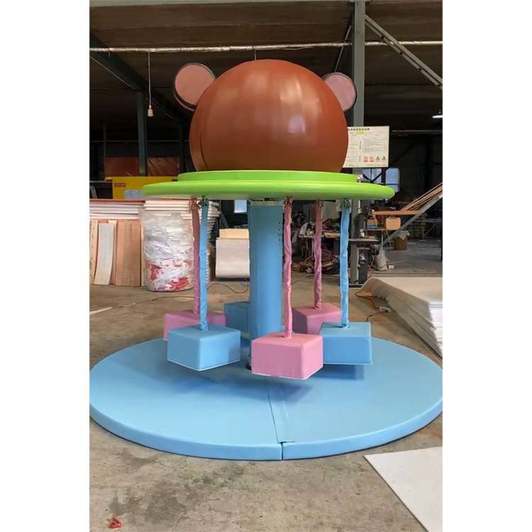 Toddle Merry Around Indoor Playground Merry Go Round Soft Play Little Bear Kids Carousel Spinning for Kids