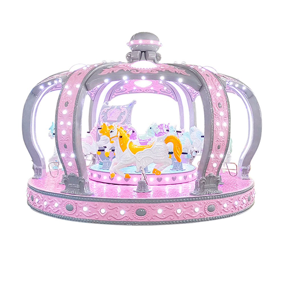 Hanlin Commerical Playground Equipments Light Up Carousel Merry Go Round For Amusement Park