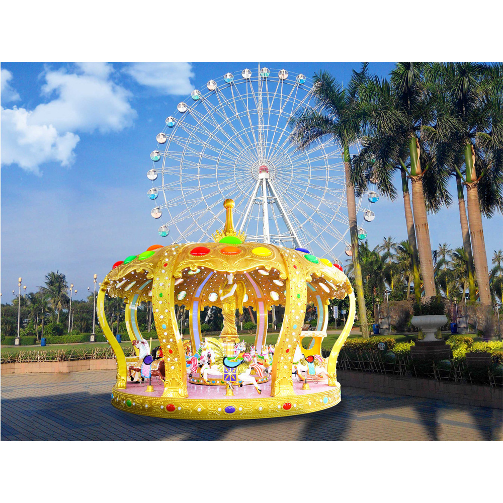 Hanlin Commerical Playground Equipments Light Up Carousel Merry Go Round For Amusement Park