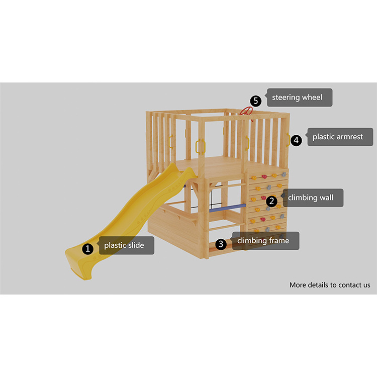 Kids Play House Outdoor Kids Wooden Playground Cubby House And Slide for Kids