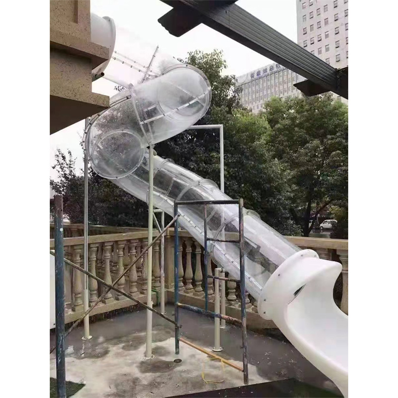 Spiral Plastic Tube Playground Slide Fully Transparent Clear Slide for Playground