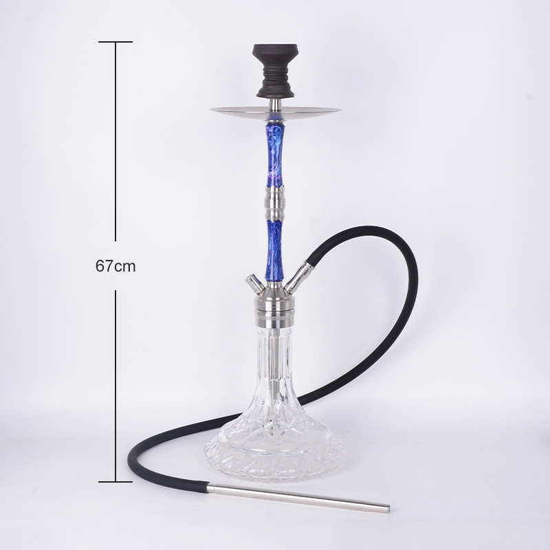 Premium quality luxury large blue resin stem stainless steel hookah hookah set