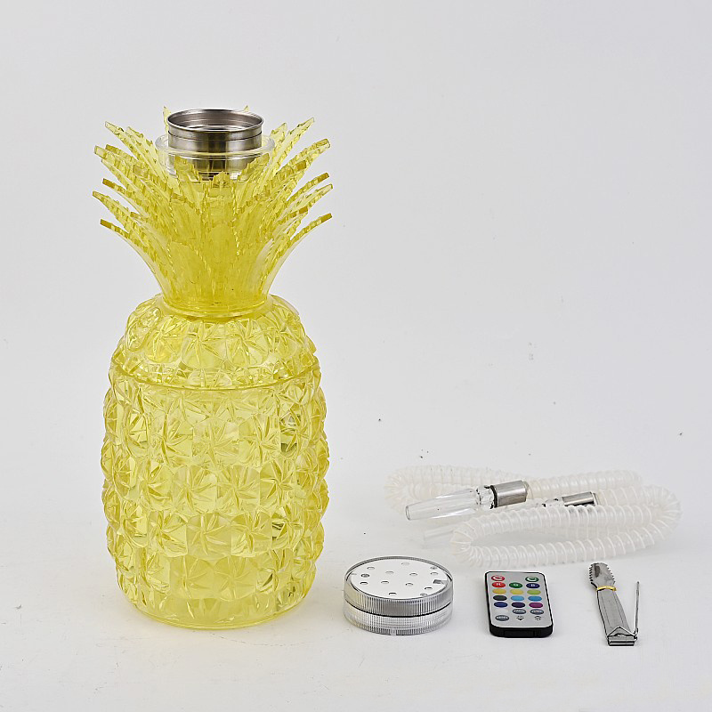 Wholesale Plastic Pineapple Portable Shisha Hookah Solid Color Round Acrylic Multi Color Hookah Set For Sale