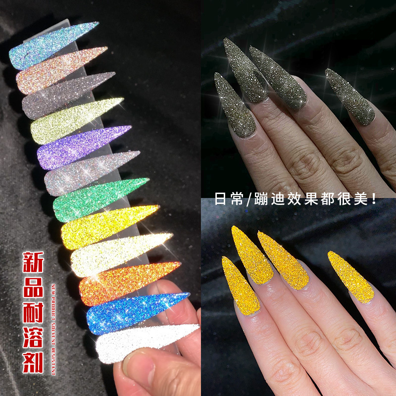 Reflective nail powder solvent resistant colors changing glitter diamond fine powder for nail polish