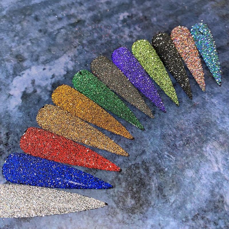 Solvent Resistant Color Changing Glitter Reflective Diamond Glitter Powder for acrylic powder