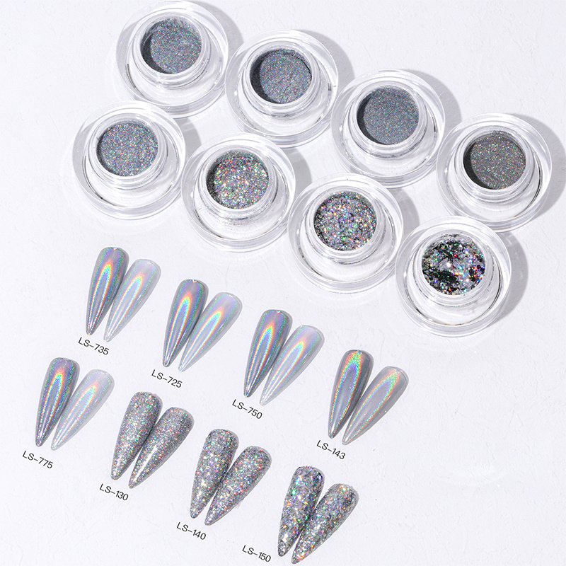 Professional Nail Art chrom holographic nail pigment nails glitter powder bulk