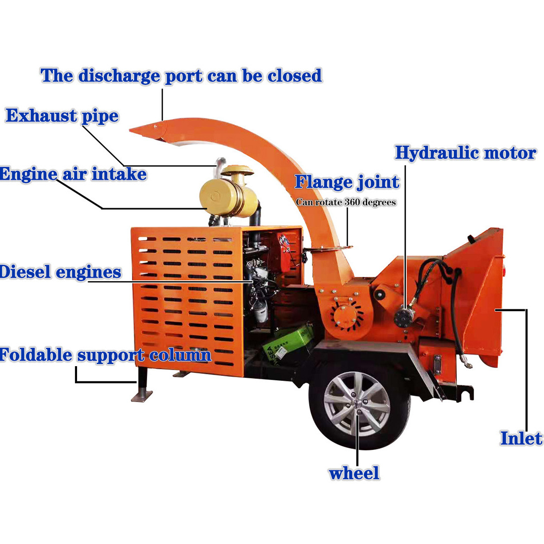 NEW!!2024 Upgrade new design Easy to operate Mobile Diesel engine Tree branch  Wood chipper Shredder hot selling high quality