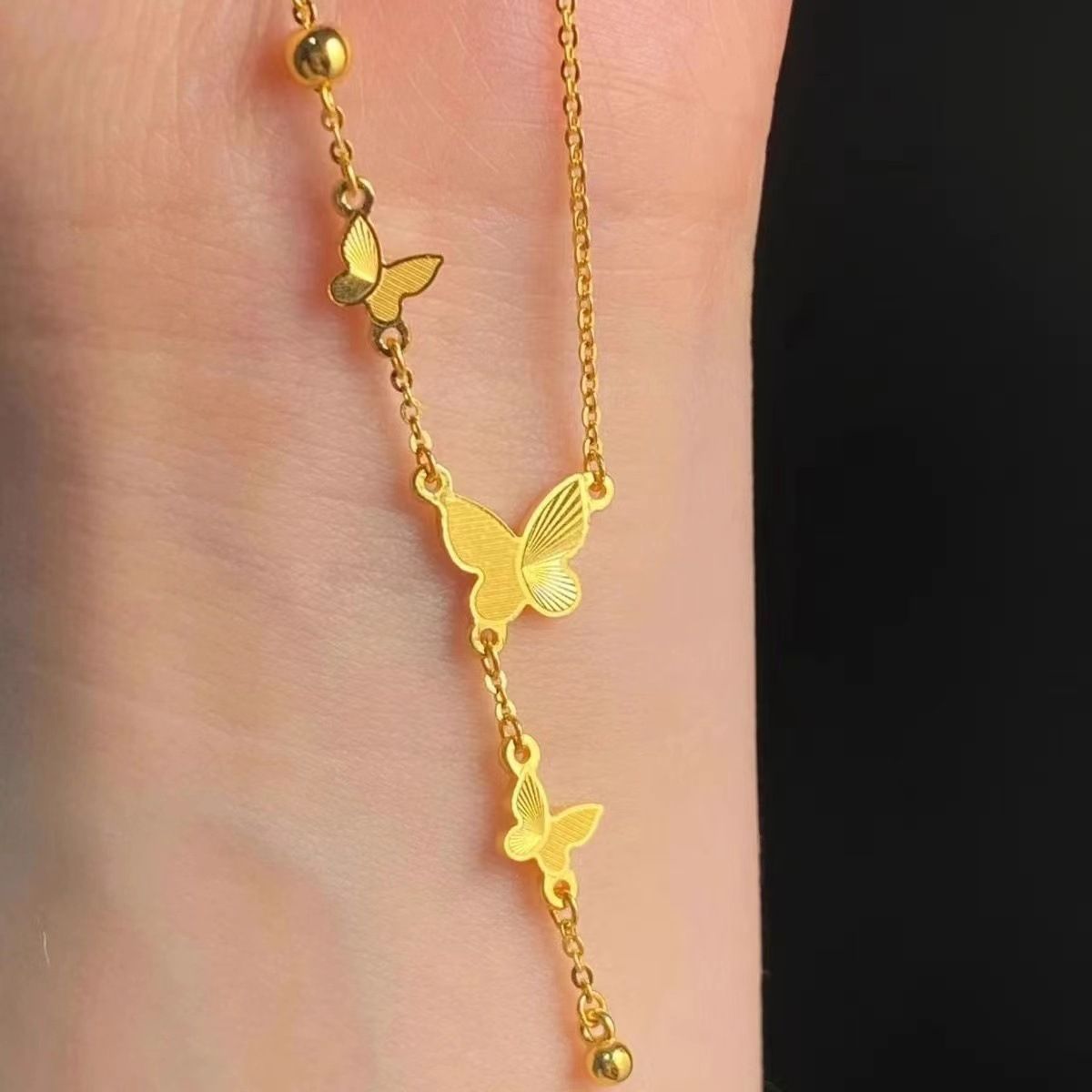 Fashion Butterfly Necklace Jewelry for Women Gold Plated stainless steel Long Tassel Necklace Pendant